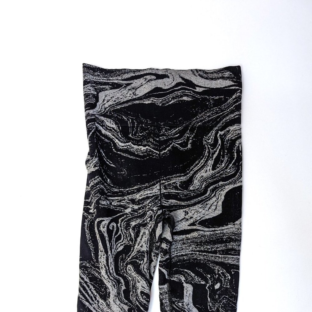 Athleta Black Silver Marble Aurora Shine Seamless Tights Leggings Women Size XXS - Picture 6 of 9